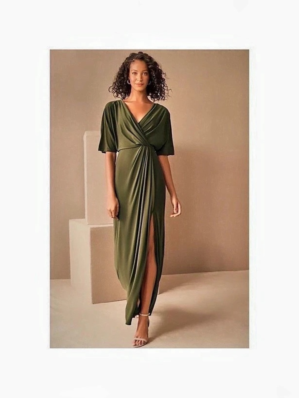BHLDN Maxi Wrap Dress in Green US 8 NWT